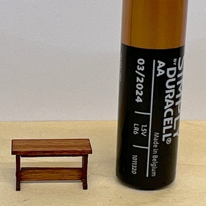1:48 scale Quarter Scale 1/4 inch Dolls house furniture, wooden Tudor Bench 18mm long, medium oak colour