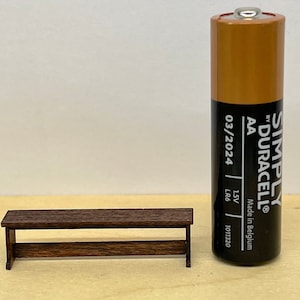 1:48 scale Quarter Scale 1/4 inch Dolls house furniture, wooden Tudor Bench 38mm long, dark oak colour