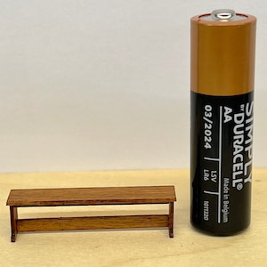 1:48 scale Quarter Scale 1/4 inch Dolls house furniture, wooden Tudor Bench 38mm long, medium oak colour