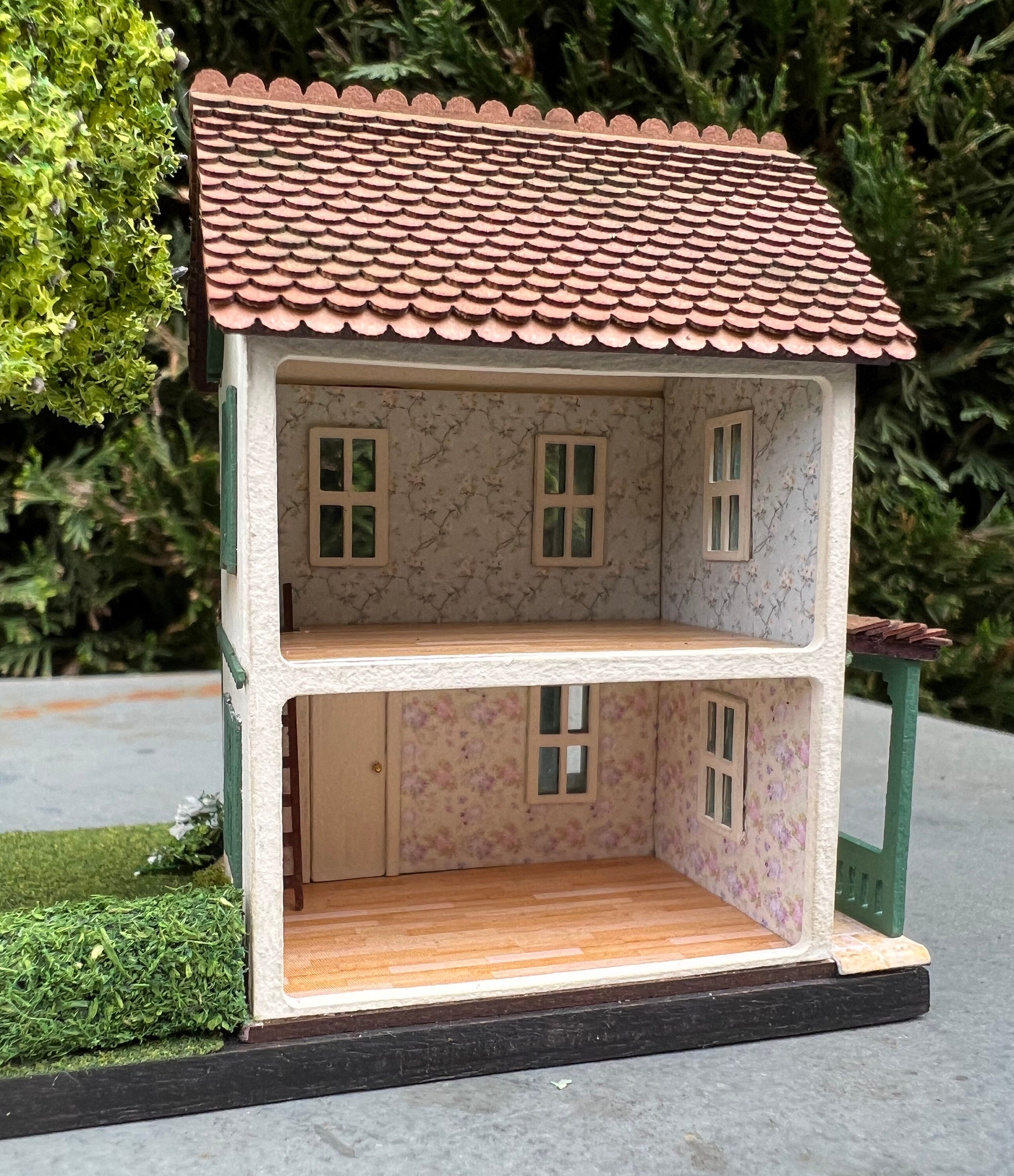 1144 Scale Micro Scale House on a Landscaped Base Dark Etsy