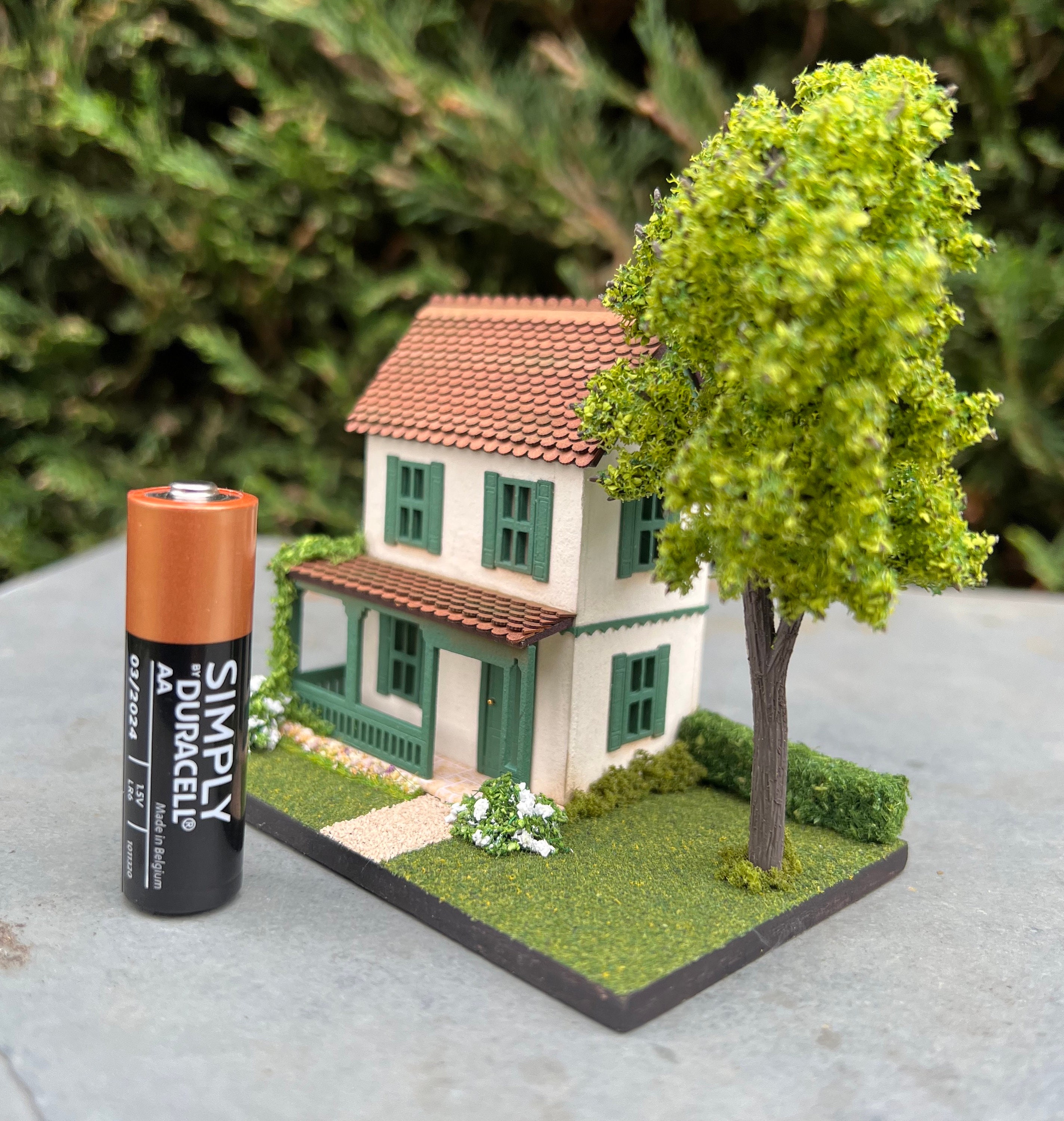 1144 Scale Micro Scale House on a Landscaped Base Dark Etsy
