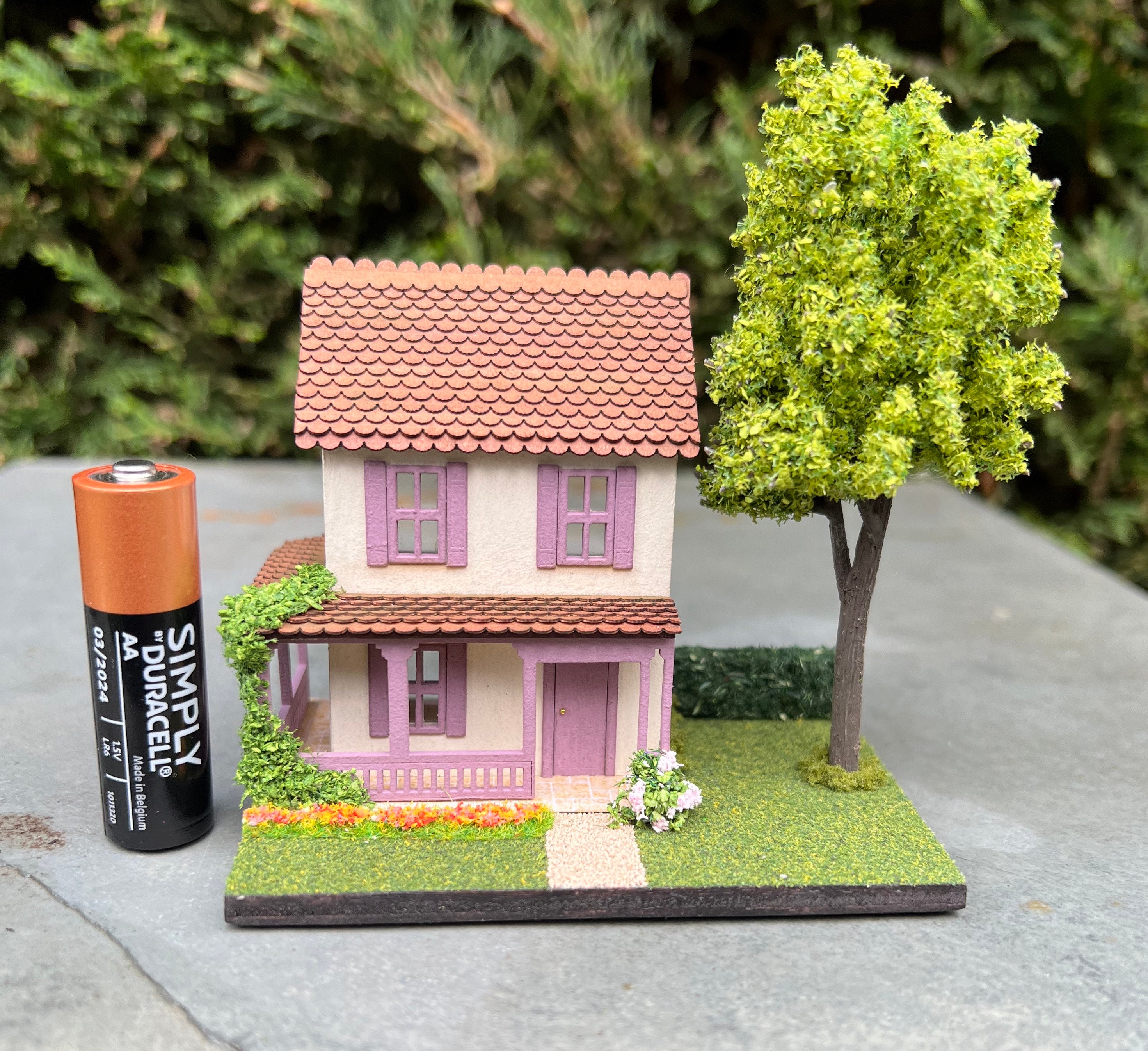 1144 Scale Micro Scale House on a Landscaped Base Dusky Etsy