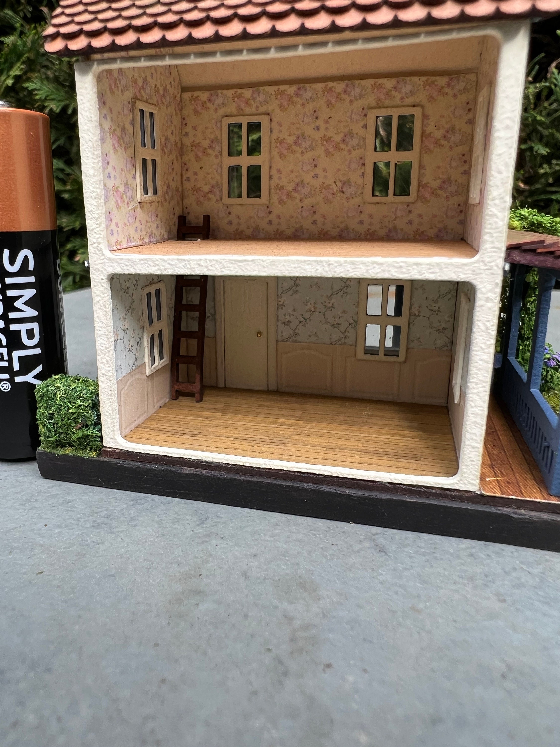 1144 Scale Micro Scale House on a Landscaped Base Dark Blue Etsy