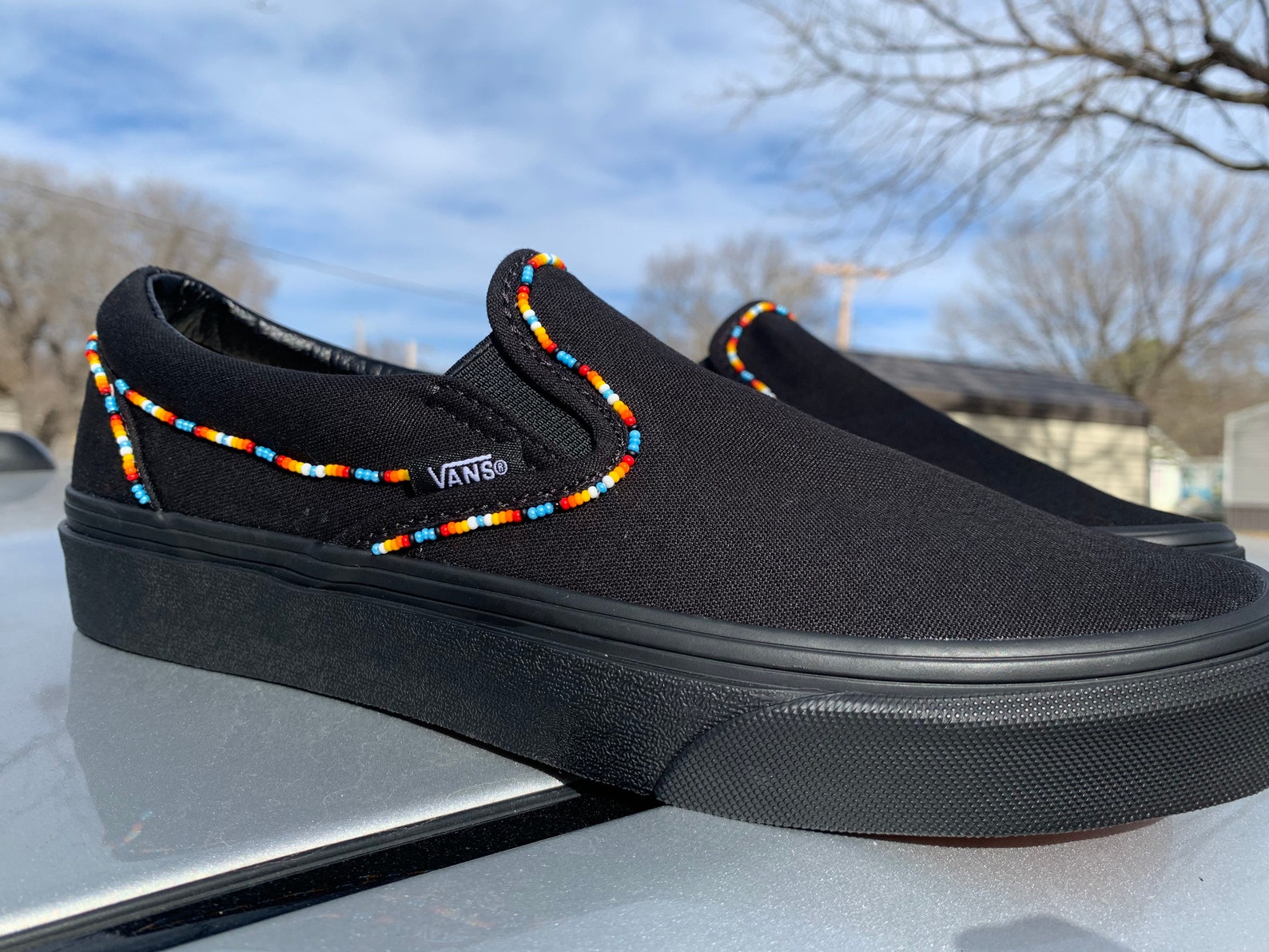 Custom Native Beaded SlipOn Vans Etsy