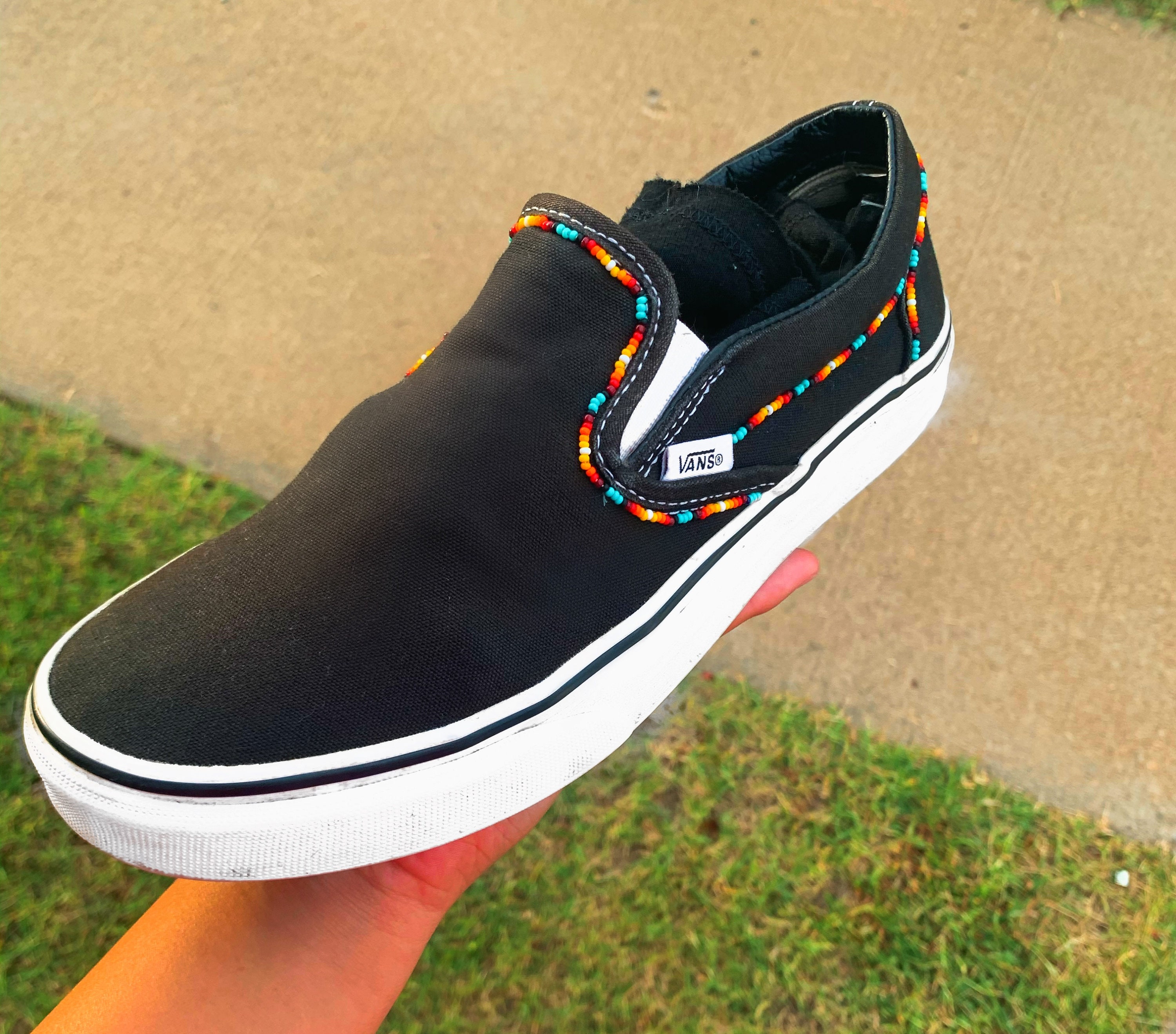 Custom Native Beaded SlipOn Vans Etsy