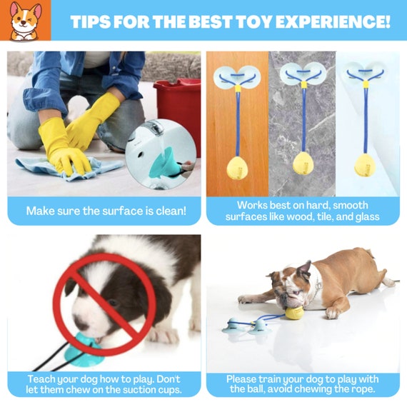 Puppy Dog Teeth Cleaning Interactive Pet Tug Toy for Boredom CAMTOA Dog Chew Toys for Aggressive Chewers Suction Cup Dog Chewing Toy Dog Rope Ball Toys with Suction Cup for Small Large Dogs