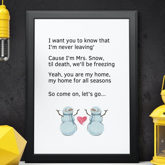 Snowman Print Valentine S Day Sia Snowman Lyrics Etsy Espana