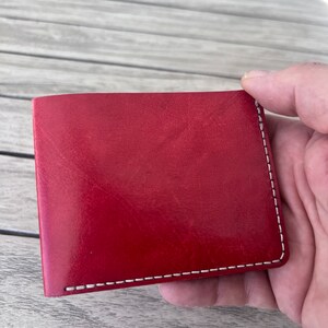 Minimalist Red Wallet, Durable Kangaroo Leather Bifold Wallet, Gift for ...