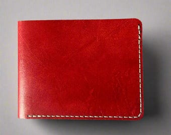 Cartera roja minimalista, cartera plegable de piel de canguro duradera, regalo para él, 5 bolsillos, cartera delgada, cartera personalizada, fabricada en Australia.