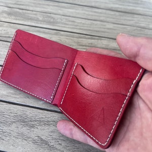 Minimalist Red Wallet, Durable Kangaroo Leather Bifold Wallet, Gift for ...