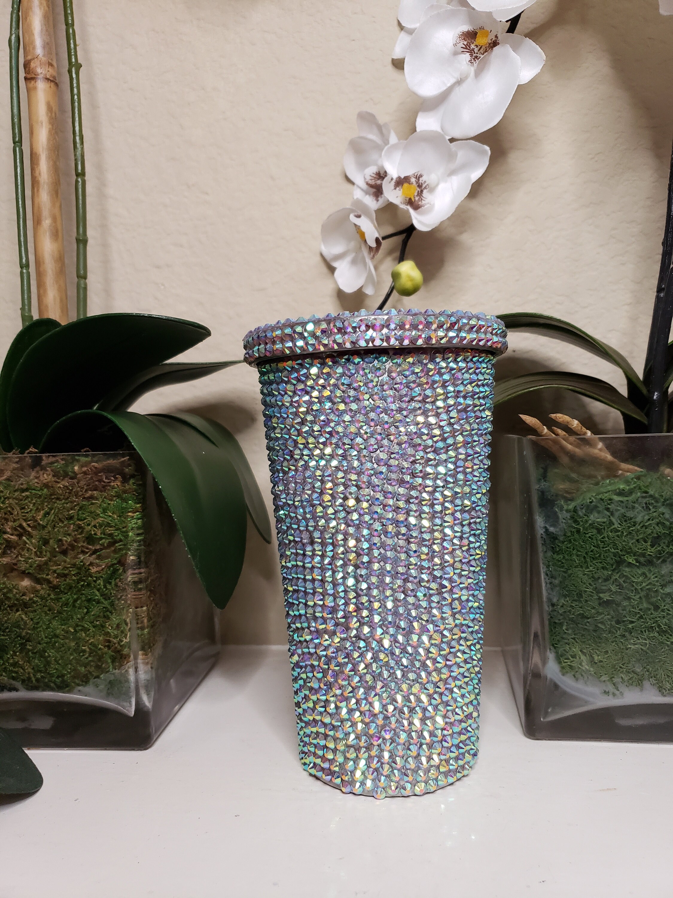 19 oz Rhinestone cup and lid. Etsy