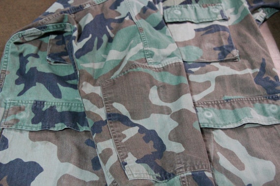Army Fatigue Jacket / 90s Vintage Camo Coat / Mil… - image 4