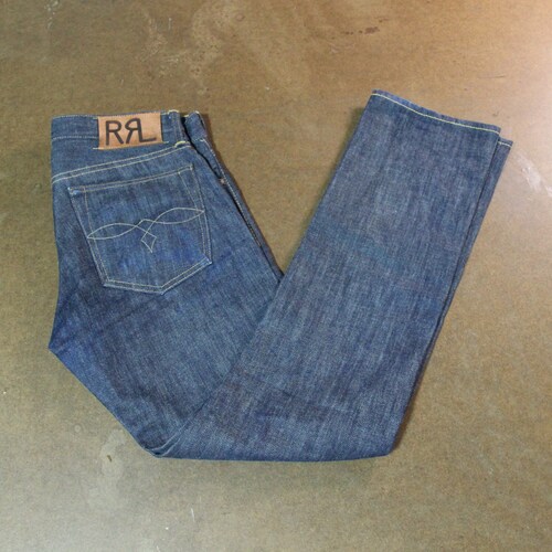 Double RL Ralph Lauren Raw Denim Selvedge Jeans / RRL Denim Pants / Promo Graphic shops Trousers