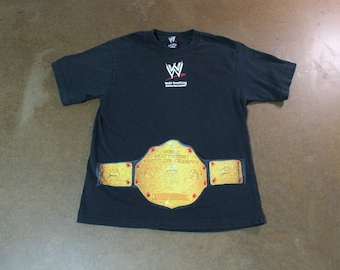 WWE T-Shirt / World Heavy Weight Wrestling / Champion Belt / 90s TV Show Graphic Promo Tee