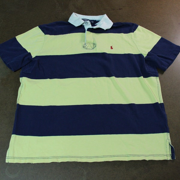 Polo RL Rugby Shirt / Ralph Lauren / Striped Top / Promo Graphic Top / Vintage Logo Embroidery