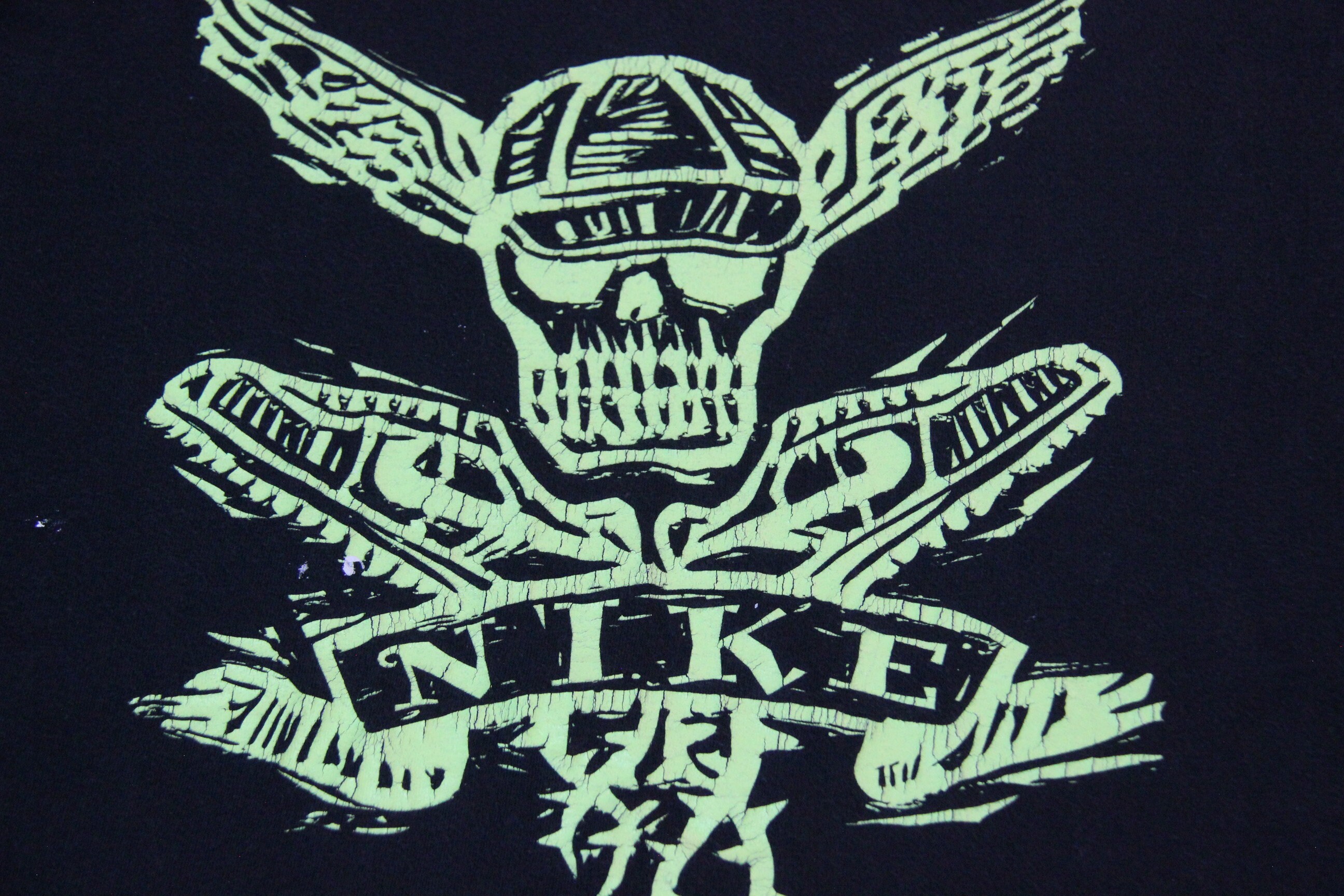 Nike T Shirt Vintage Skull Logo Graphic Stitch Tee Shirt 90s Hip Hop Clothing
