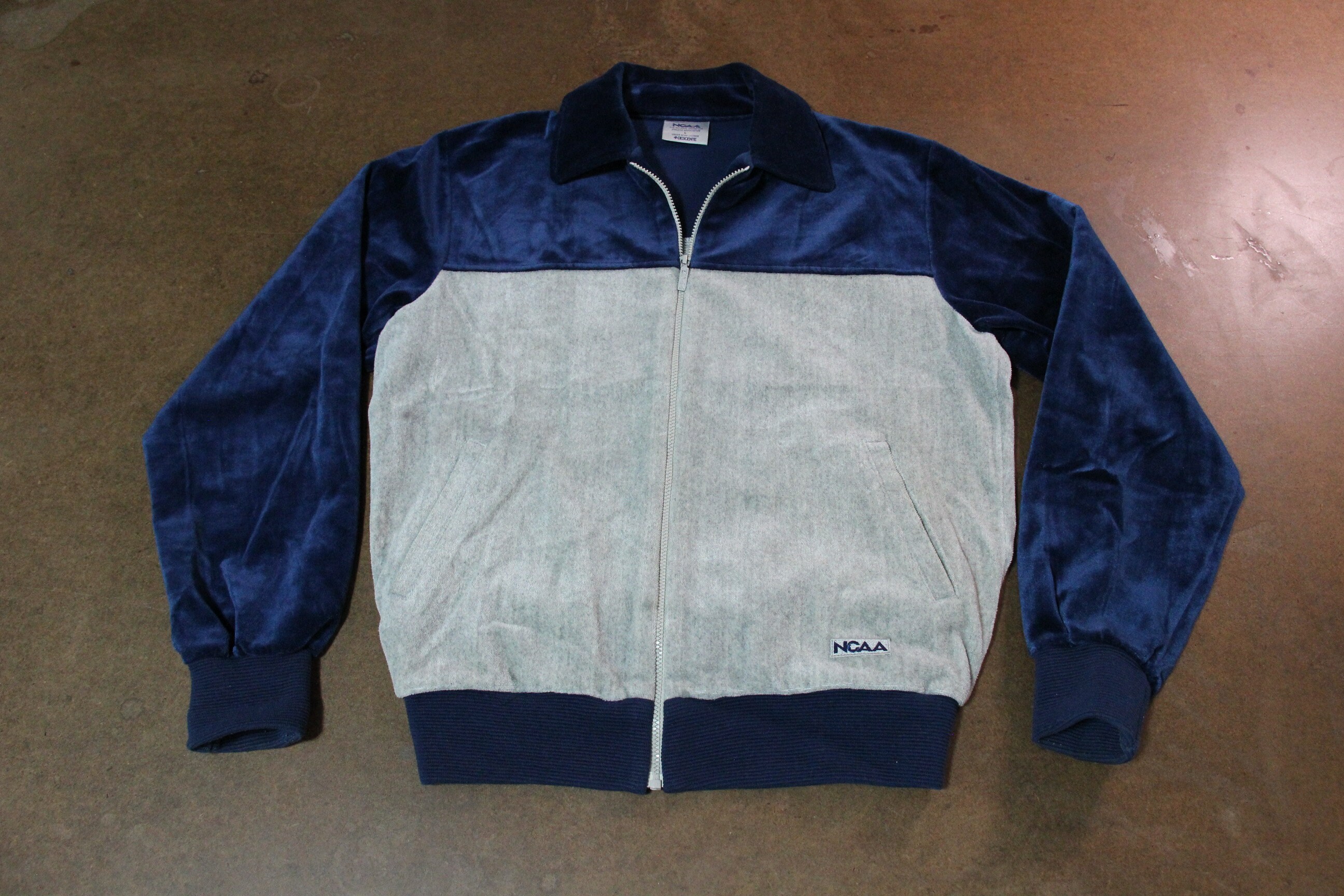 Vintage 80s Descente NCAA Track Jacket 80s Velour Coat Small Logo Etsy
