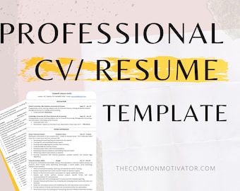 Standard Professional CV/Resume Template for Word and Google Docs | 2 Page Document | Instant Download