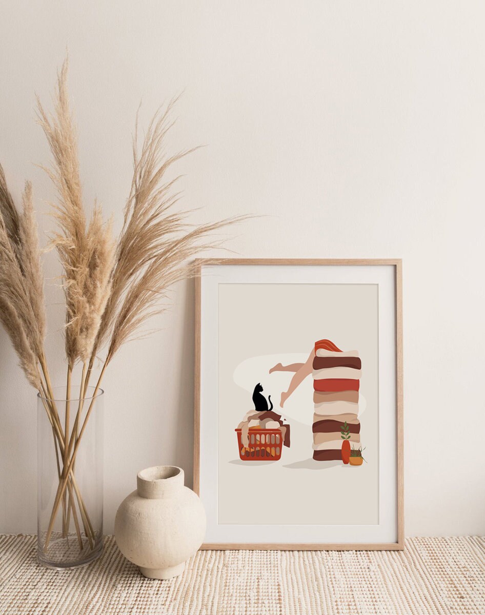 Funny laundry room art Laundry day wall art Girl doing Etsy