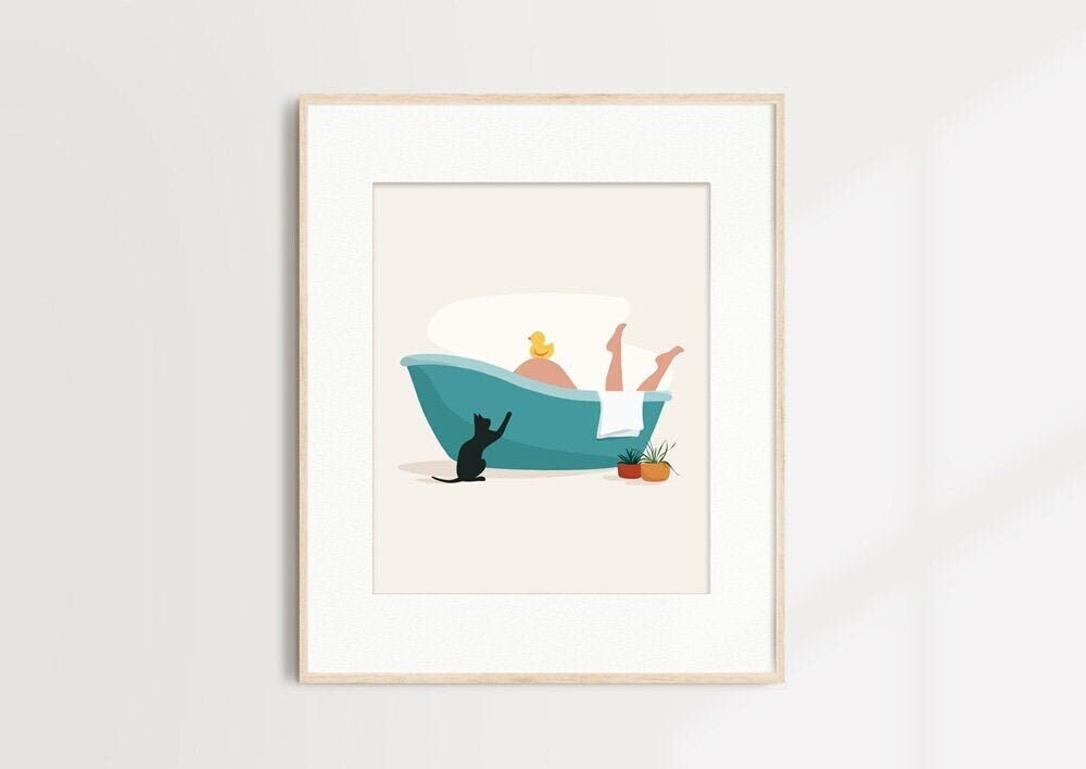 Arte de la pared del cuarto de baño Arte divertido de la | Etsy