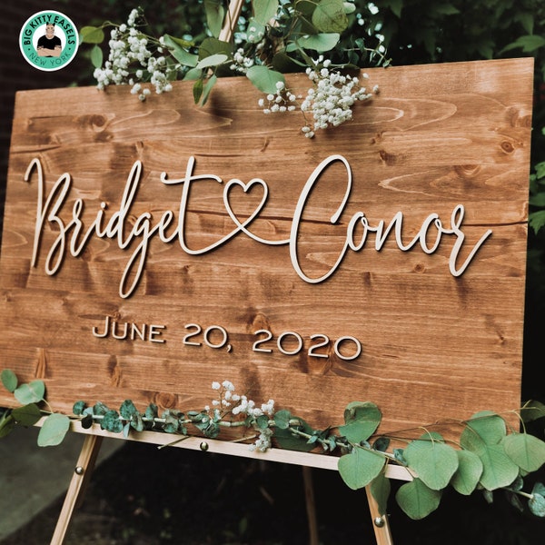 Wood Easel . Wedding sign stand . 5 1/2 ft Floor Display lightweight Foam Board, Canvas, Wood, Acrylic signs up to 24" x 36" and 8lbs