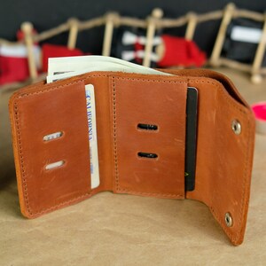 Cartera personalizada para hombre, tarjetero, cartera de cuero grabada, cartera compacta, tarjetero, regalo único para hombre, cartera de cuero