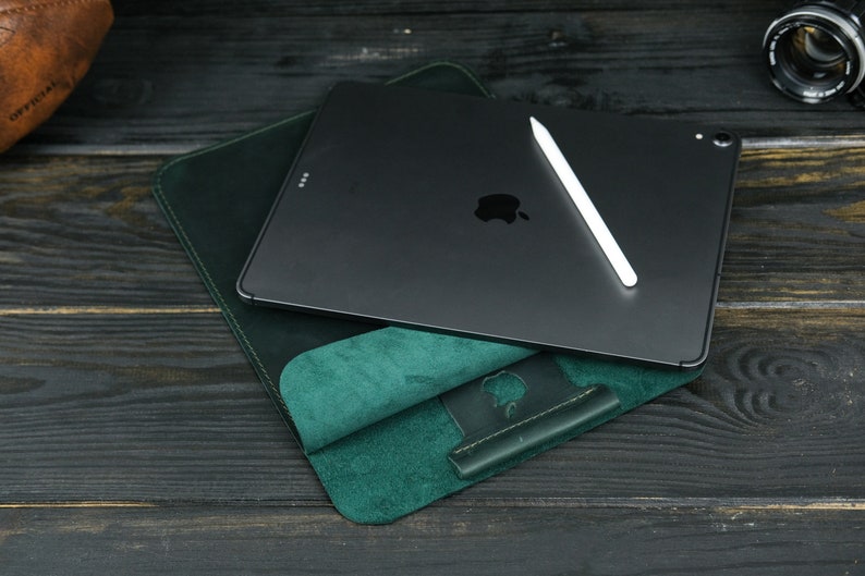 Étui avec porte-crayons Apple, housse en cuir pour iPad Pro 11, étui pour iPad 2020, pochette en cuir pour iPad Mini 6, cadeau personnalisé image 4