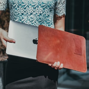 Capa de couro para laptop com porta-cartões, capa para Macbook, capa de couro para Macbook Air de 13 polegadas, capa personalizada para Macbook 16 2019