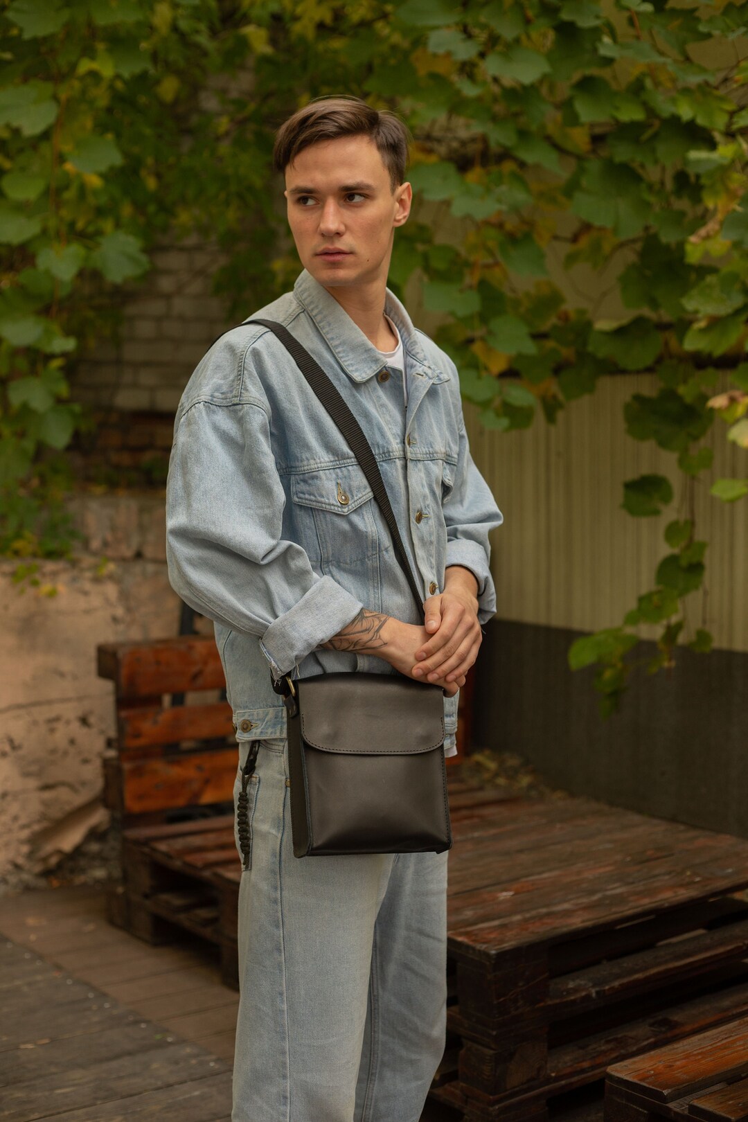 Monogram Leather Messenger Bag main image 1