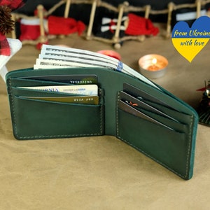 Regalo de aniversario para él, billetera de cuero, billetera de cuero personalizada, billetera de cuero para hombre, billetera compacta, billetera para tarjetas, billetera con monograma