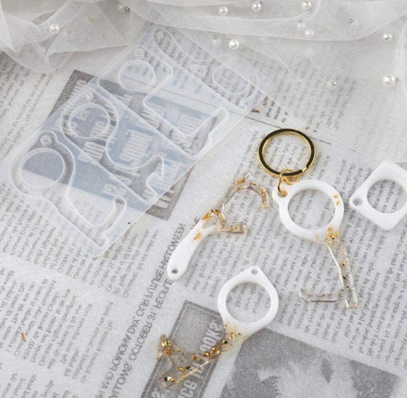 Anti Touch Keychain Mold No Touch Door Opener Resin Mold Button Pusher Tool Expoxy Mold