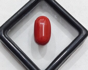 イタリア産レッドコーラルカボション、オーバルジェムストーン、ヴィンテージハンドメイドストーン（4.50 CRT）