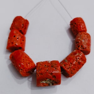 Natural Italian Red Coral Tube Beads: Handmade Gemstone Jewelry