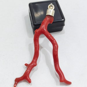 RED CORAL PENDANT !!! 92.5 Sterling Silver Pendant Necklace Jewelry, Mediterranean Red Coral Well Polished Branch Pendant, Handmade Gemstone
