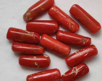 Cabujones de coral rojo italiano: cuentas de piedras preciosas en cápsula de 40 quilates