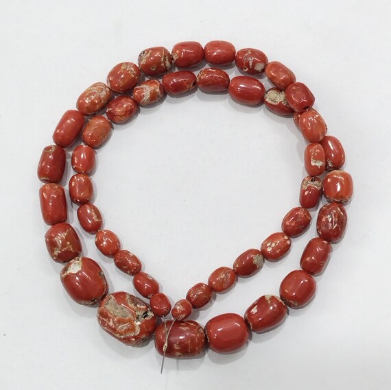 7 Perles De Corail Naturel Italien - Environ 48 Carats - Vintage - Qualité Gemme