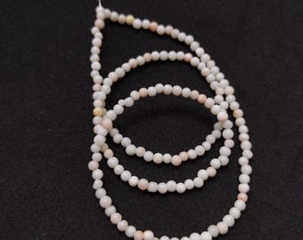 Cuentas de coral blanco y rosa de 3 mm: hilo de piedras preciosas redondas, 16 pulgadas
