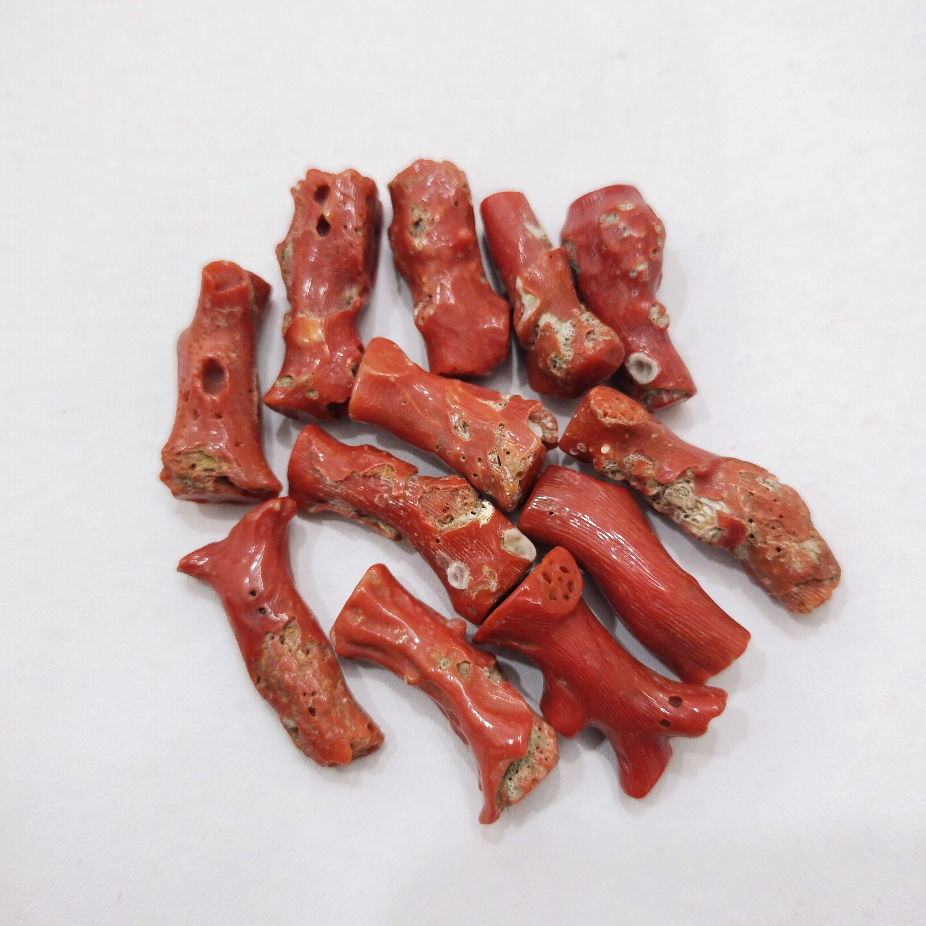 Lot De 50 Pièces De Corail Rouge Brut Naturel - Provenance Italie - Pierre Précieuse Non Traitée
