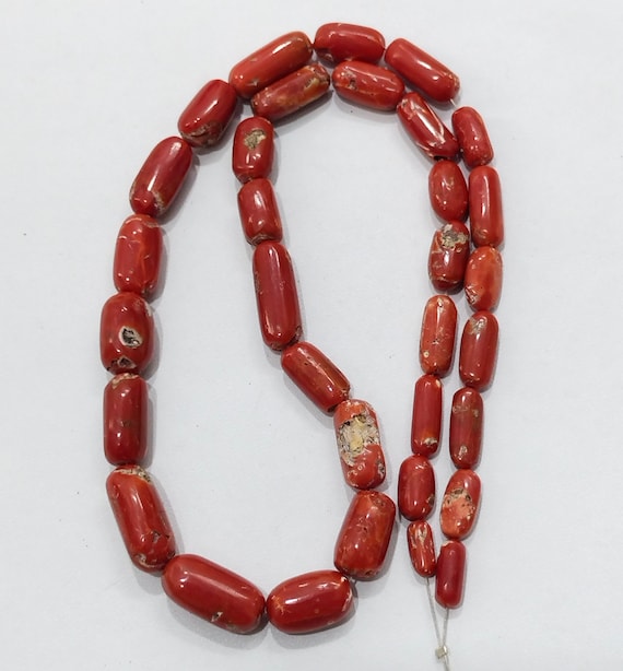 Perles De Corail Rouge Naturel D'Italie - Vintage - Lot De 3 Perles En Vrac - Taille 5x8mm à 10x15mm