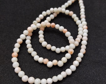 Cuentas redondas de coral blanco y rosa de 4 mm: joyería japonesa
