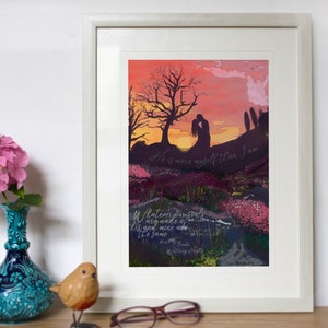 Wuthering Heights Print / Emily Bronte / Wuthering Heights Art / Framed Print / Original Artwork