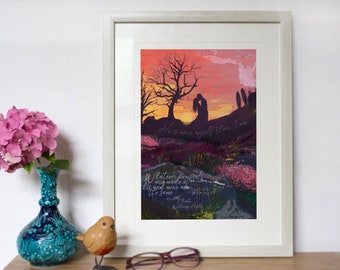 Wuthering Heights Print / Emily Bronte / Wuthering Heights Art / Framed Print / Original Artwork