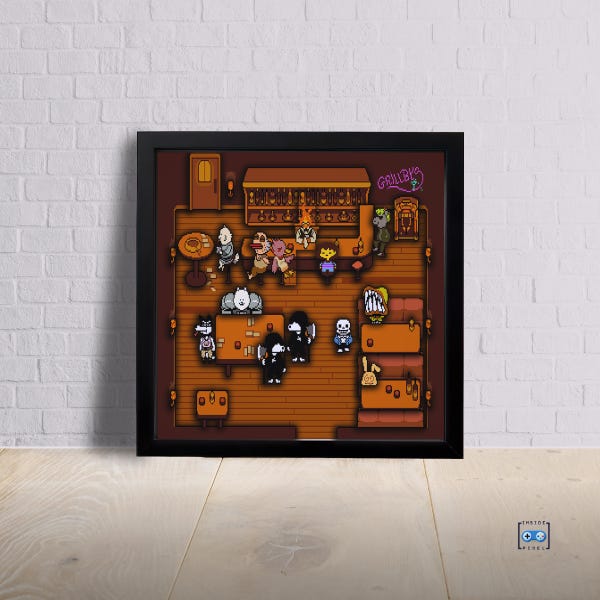 Undertale Pub Shadow Box / Pixel Art 3D Frame / Videogame Wall Decor / Gamer Gift / Handmade Shadowbox / Gaming Room Decor