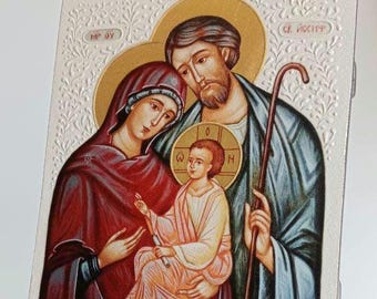 Holy Family of Nazareth, print, replica, Ukranian icon of the Jesus Christ Virgin Mary & Joseph, wedding icon