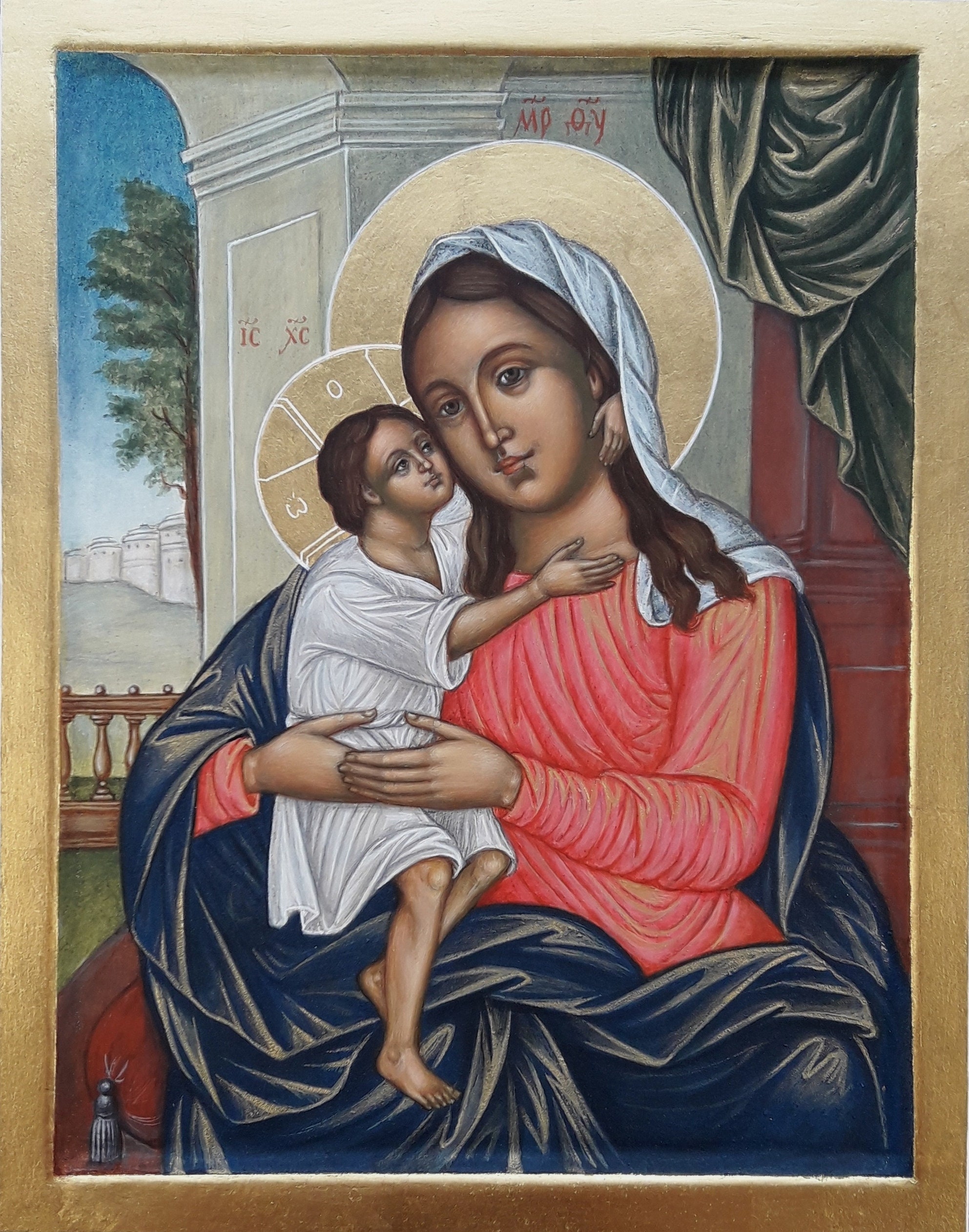 Mutter Gottes Jungfrau Maria original Druck auf natürliche | Etsy