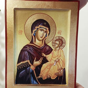 Handmade Icon Mother of God, Virgin Mary with Child, Print, Replica, Orthodox icon, Religious Gift, Orthodox gift
