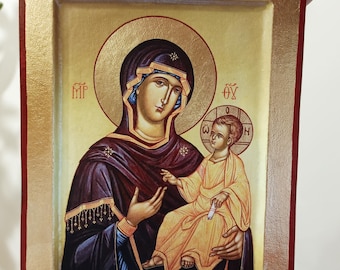 Handmade Icon Mother of God, Virgin Mary with Child, Print, Replica, Orthodox icon, Religious Gift, Orthodox gift