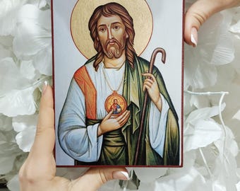 Saint Jude Thaddeus Icon Print, Catholic Byzantine Religious Art, Patron Saint Gift, San Judas Tadeo, Christian Home Decor
