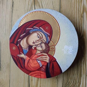 Handmade Mother of God icon, print, replica, Orthodox Byzantine icon, Our Lady icon, Theotocos Icon, Wedding icon, Virgin Mary icon