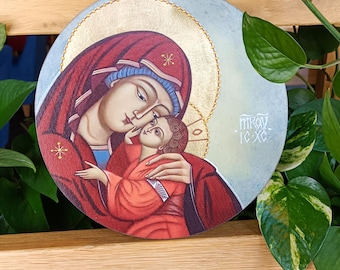 Handmade Mother of God icon, print, replica, Orthodox Byzantine icon, Our Lady icon, Theotocos Icon, Wedding icon, Virgin Mary icon